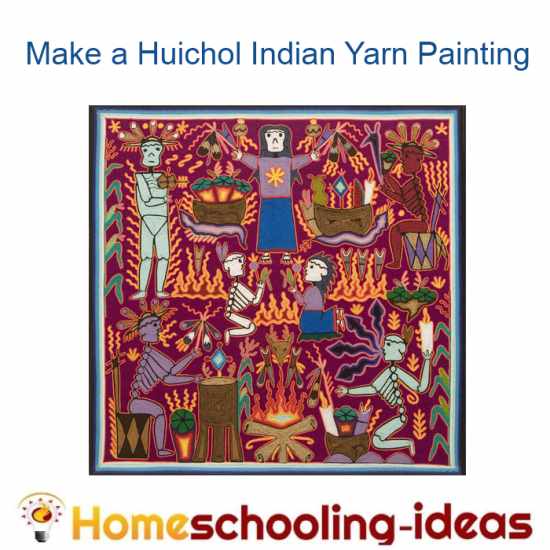 Make a huichol yarn painting - www.homeschooling-ideas.com