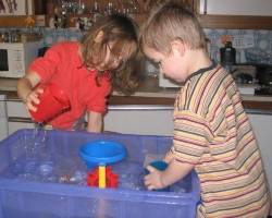 water experiments - children playing with water