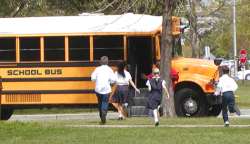 running for the school bus