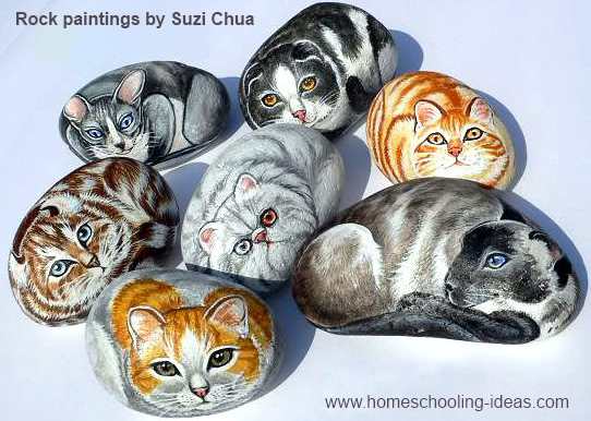 Rock Painting Art - Cats